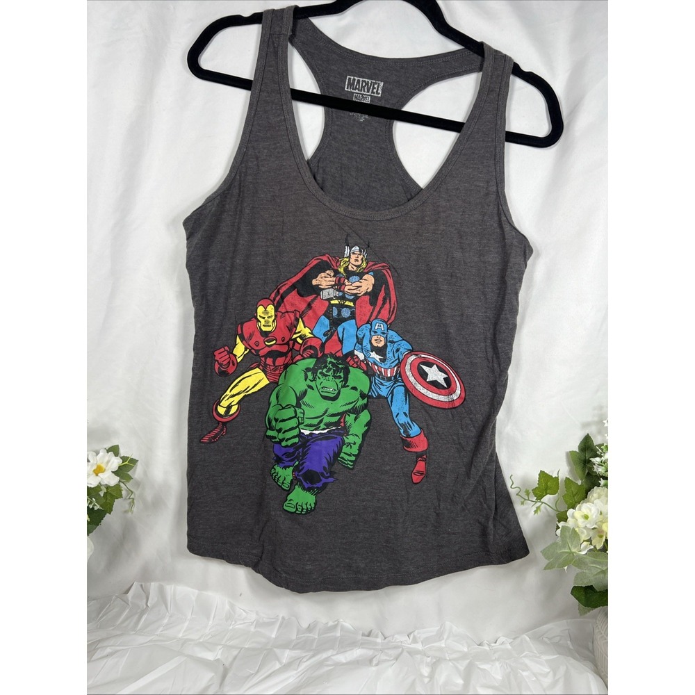 Marvel Comics Tank Top Shirt Women's Medium Gray The Avengers Graphic Sleeveless